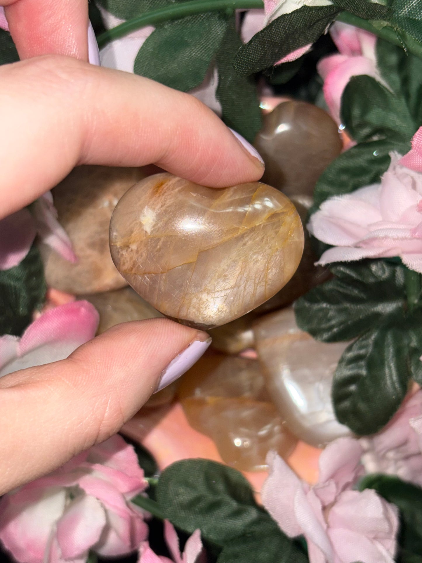 Peach Moonstone Heart From Madagascar
