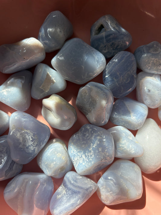 Blue Lace Agate Tumbles From Namibia