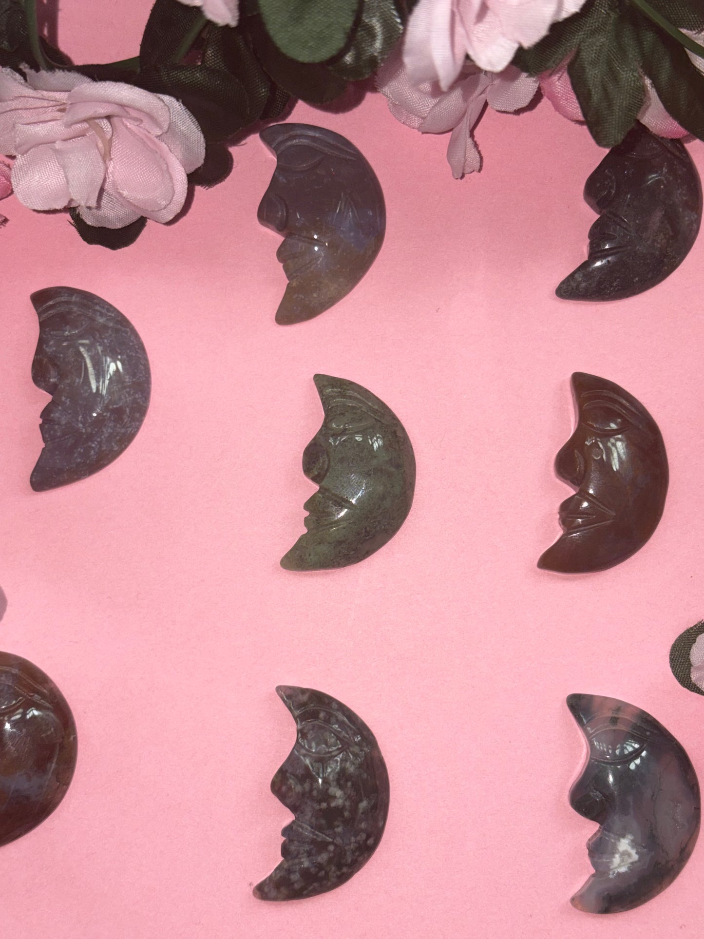 Ocean Jasper Moon Face Carving From Madagascar
