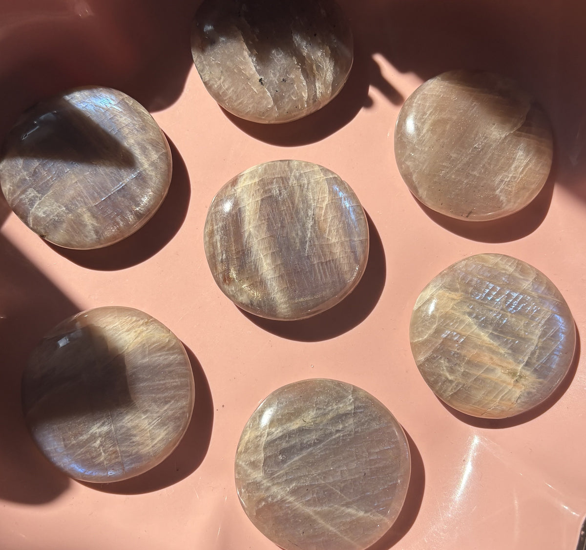 Large Sunstone Moonstone Flat Stone | Blue Flash Moonstone | Natural Rainbow Moonstone