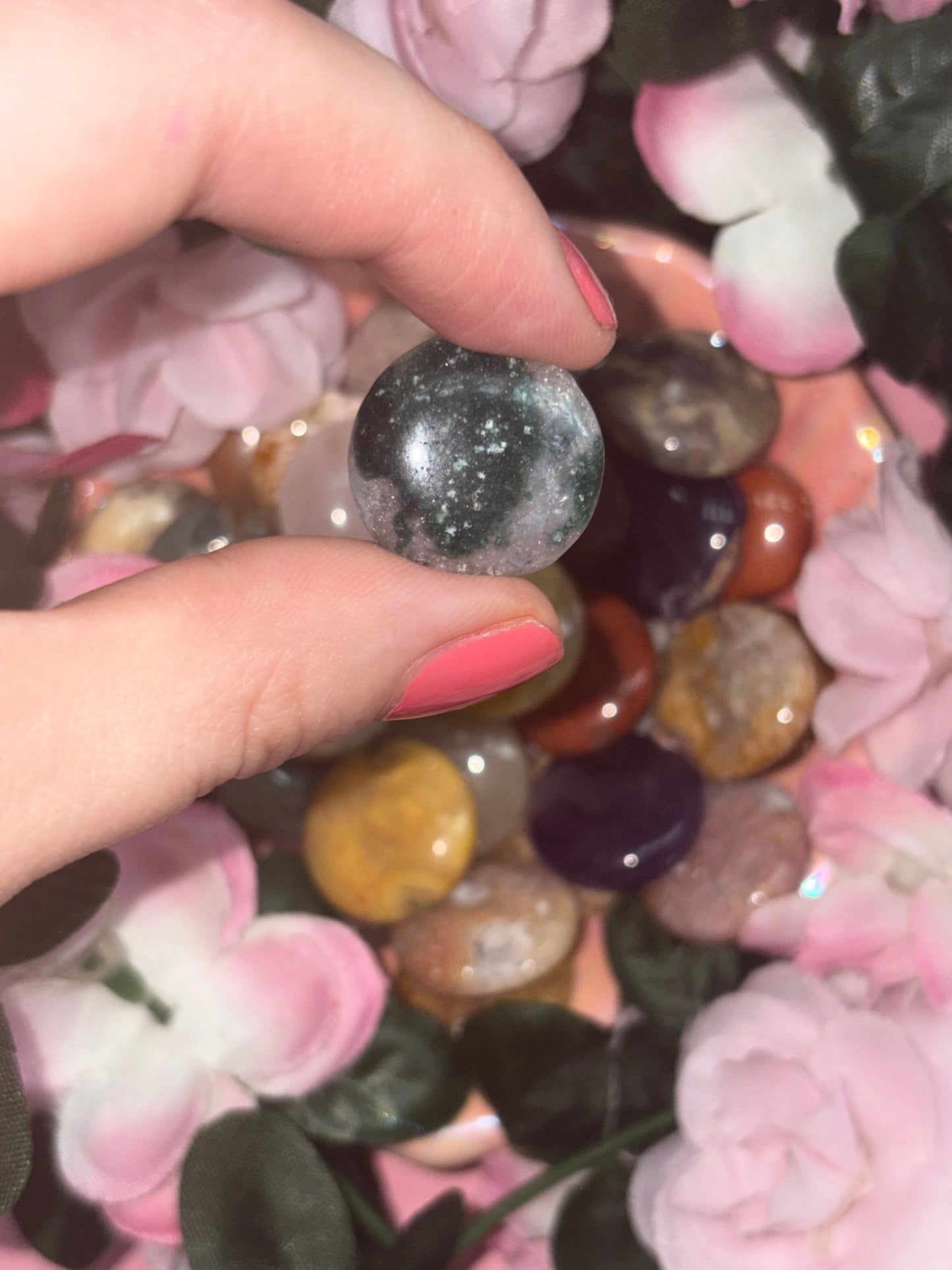 Mini Moss Agate Palm Stone