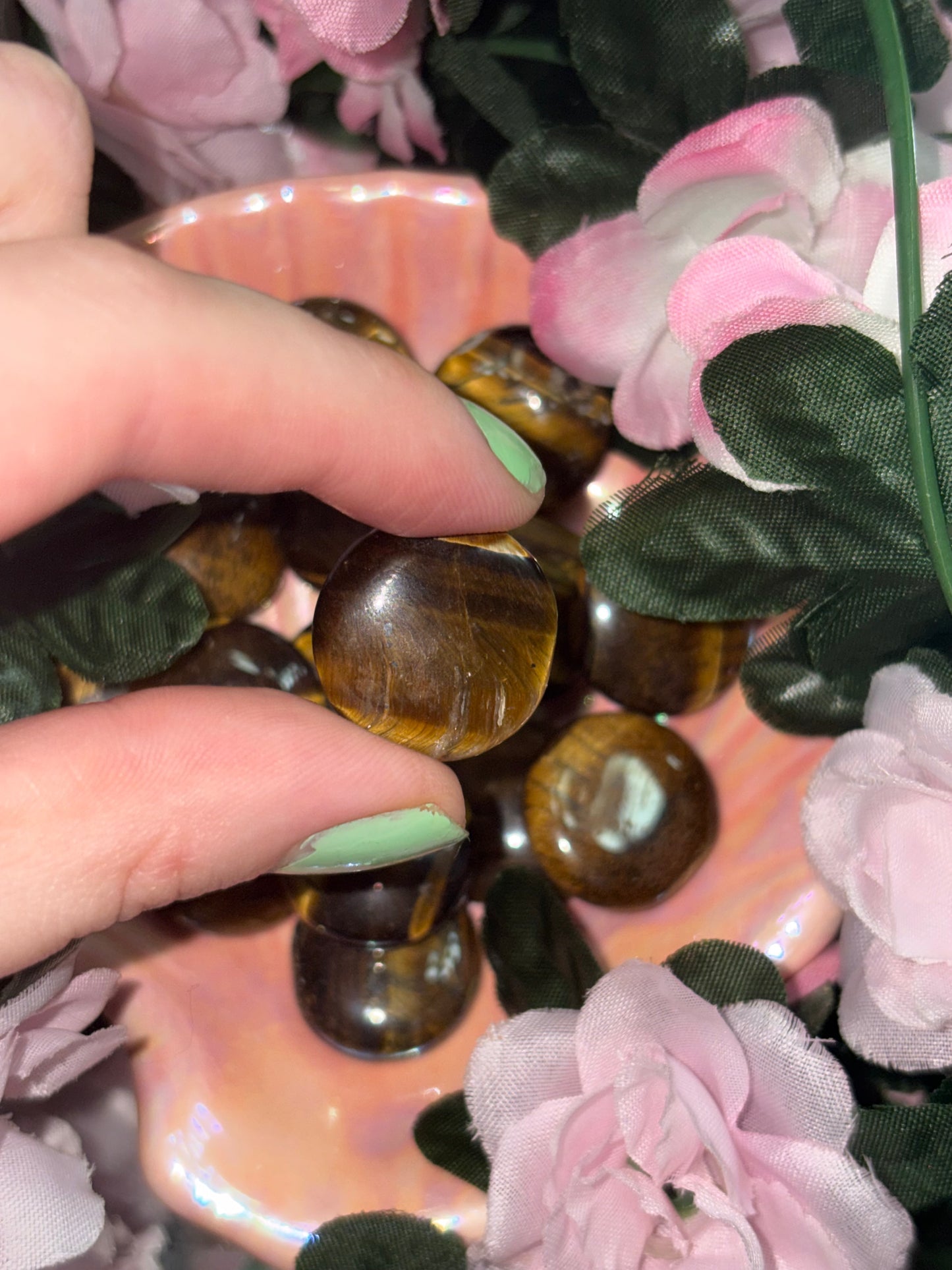 Mini Tigers Eye Palm Stone