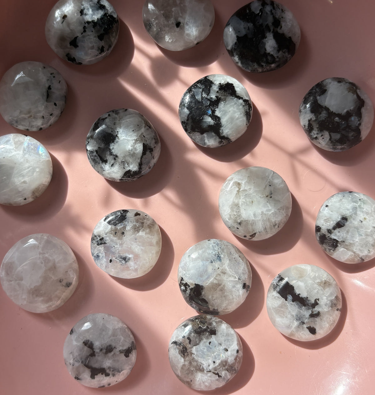 Mini Rainbow Moonstone Flat Palm Stone