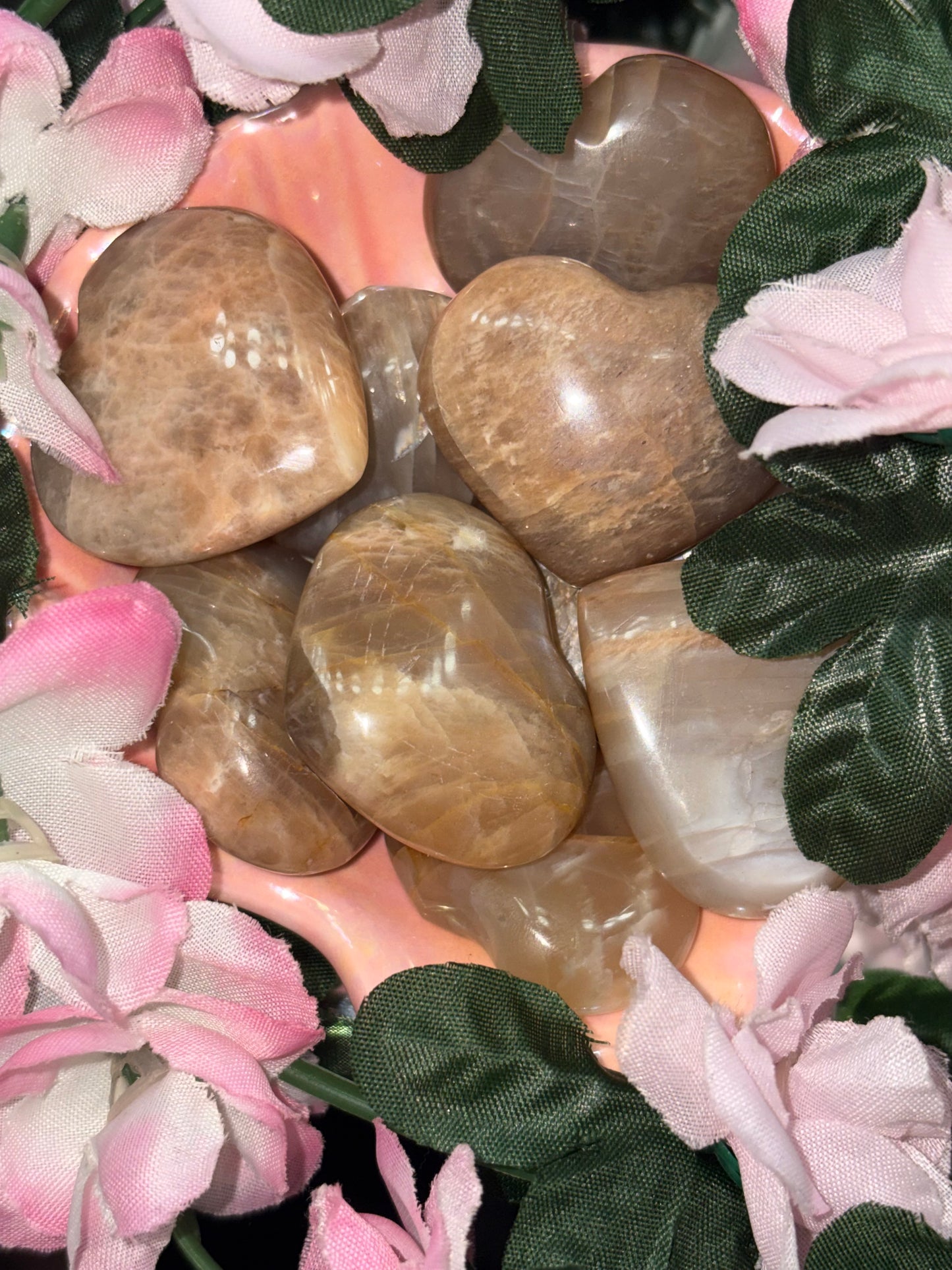 Peach Moonstone Heart From Madagascar