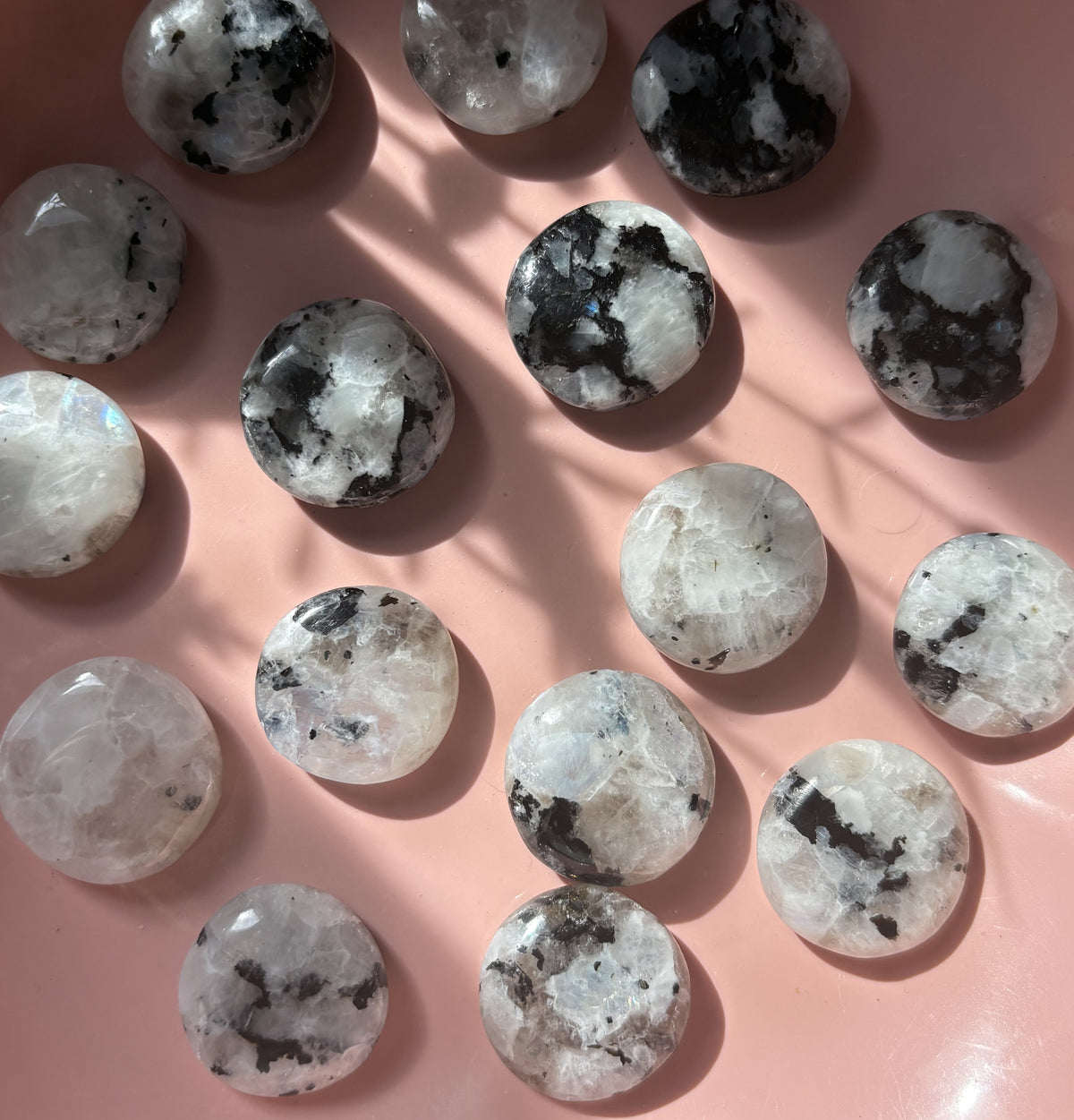 Mini Rainbow Moonstone Flat Palm Stone