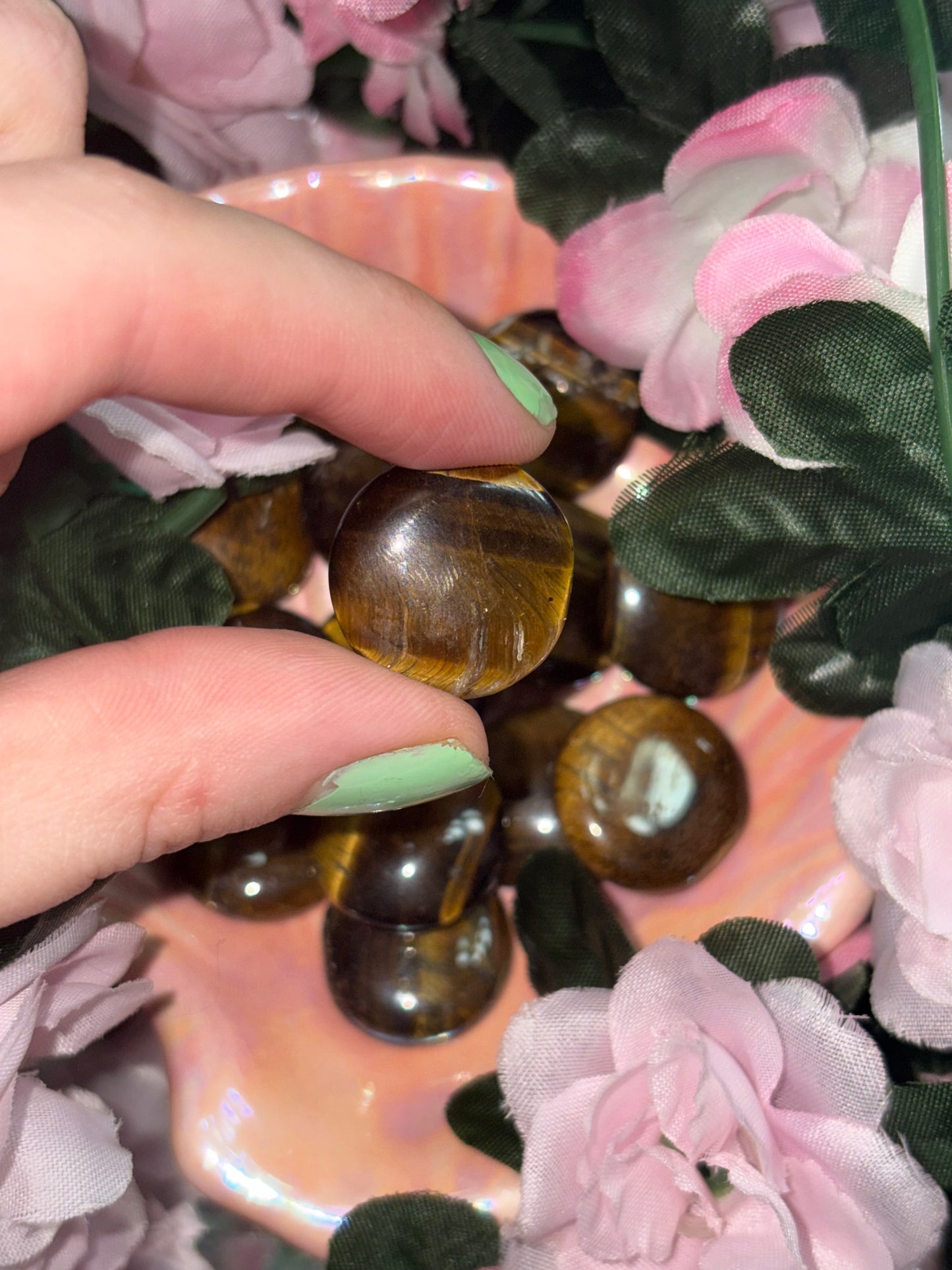 Mini Tigers Eye Palm Stone