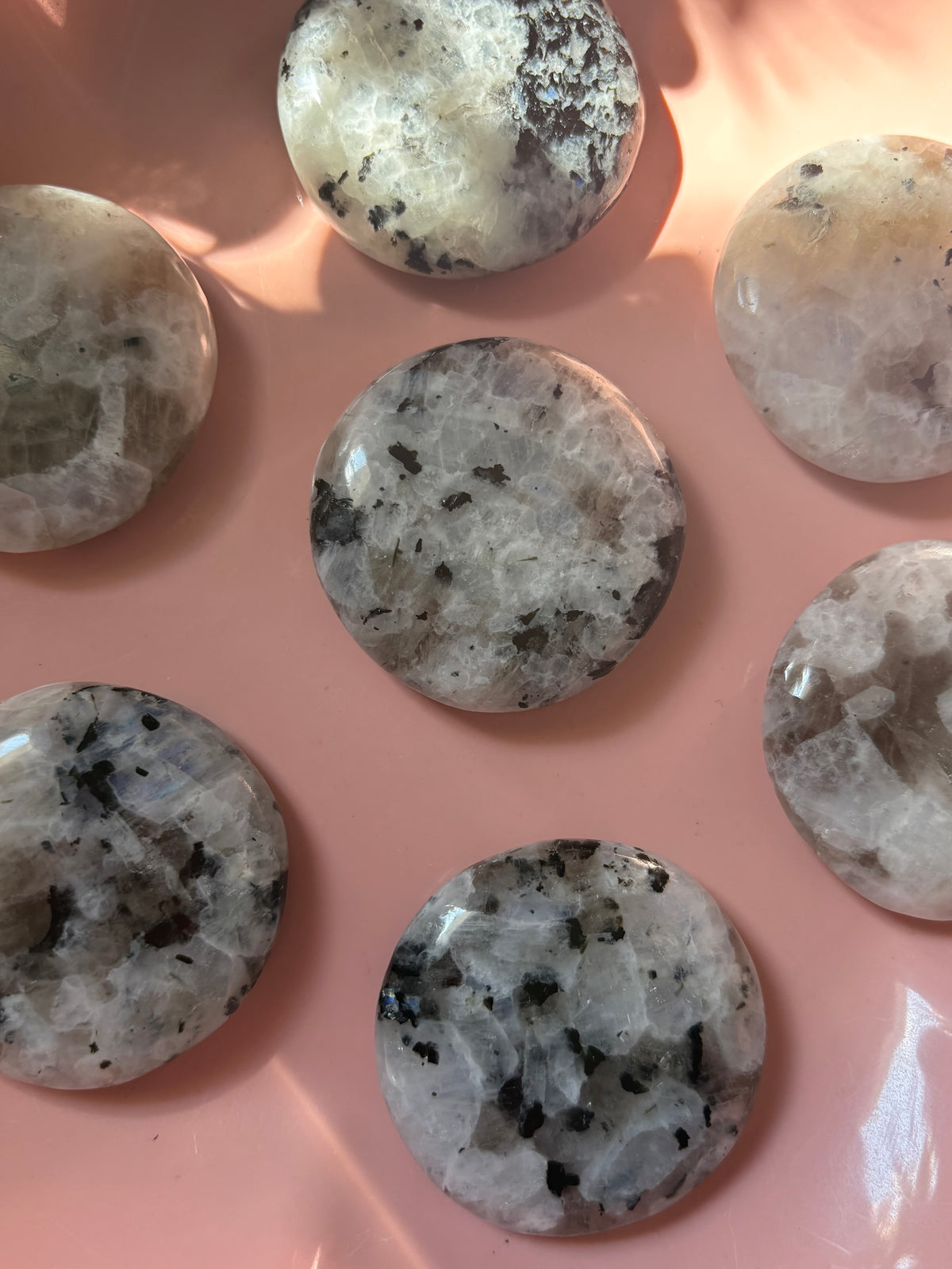 Rainbow Moonstone Flat Palm Stone