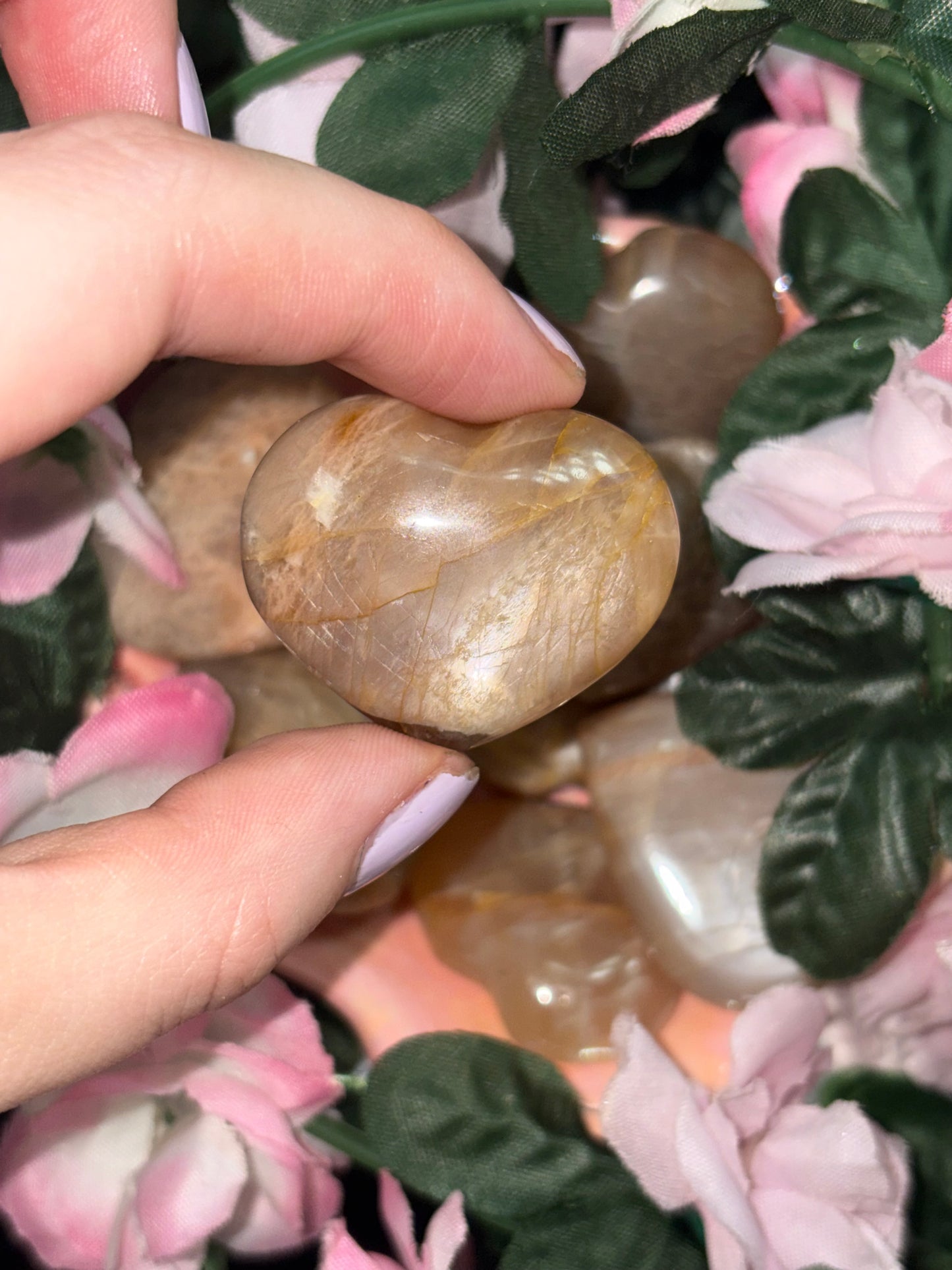 Peach Moonstone Heart From Madagascar