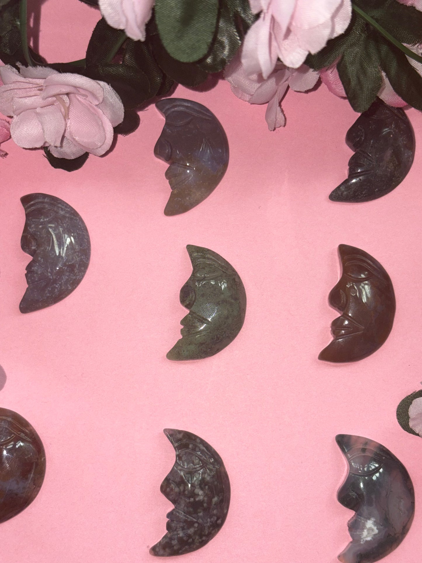 Ocean Jasper Moon Face Carving From Madagascar