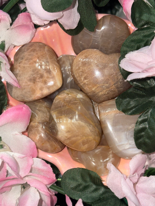 Peach Moonstone Heart From Madagascar