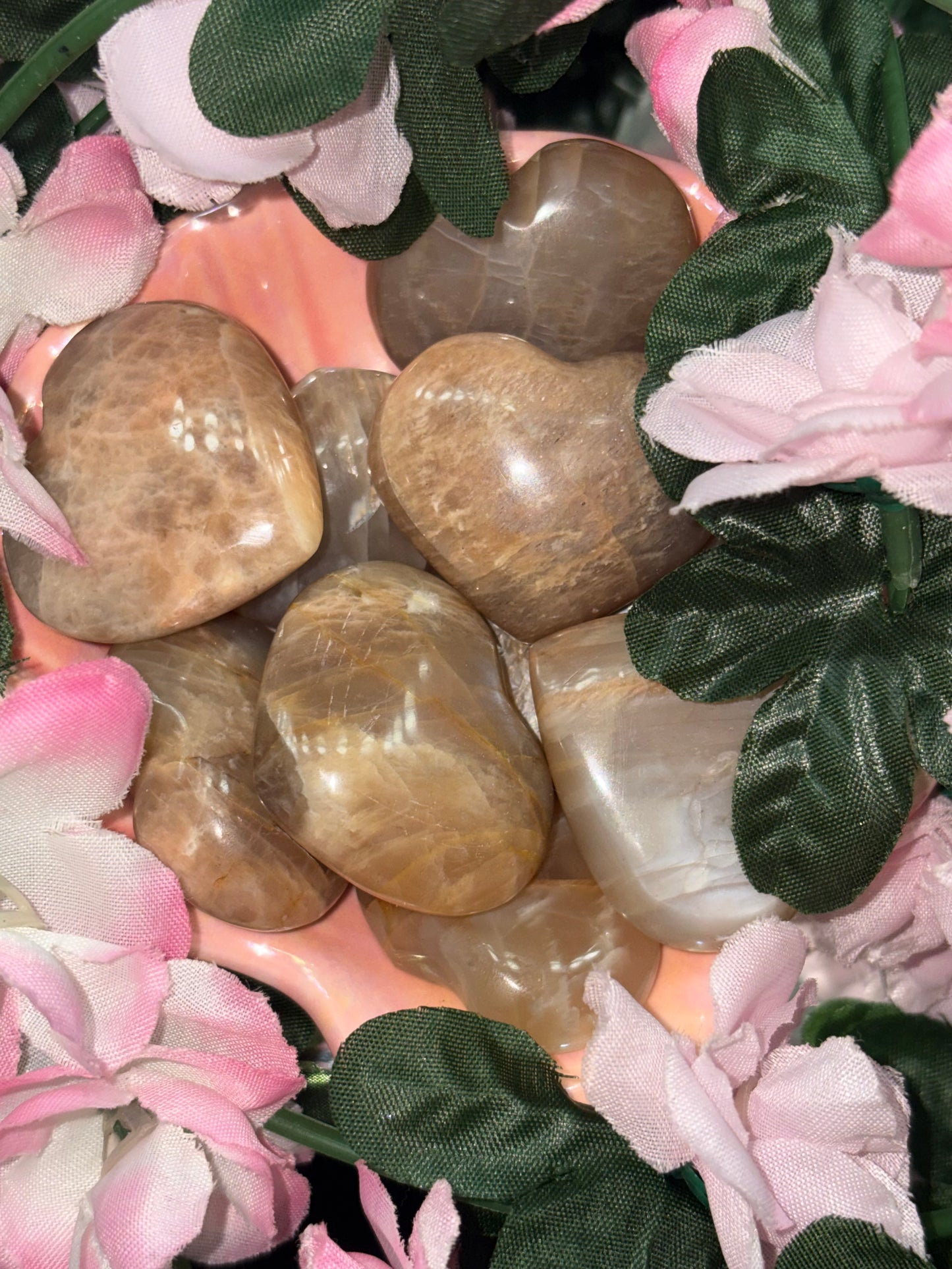 Peach Moonstone Heart From Madagascar