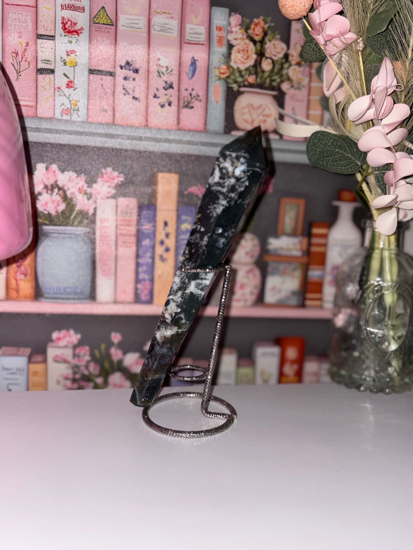Moss Agate Wand Carving "Stone of Nurturing"