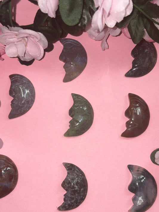 Ocean Jasper Moon Face Carving From Madagascar