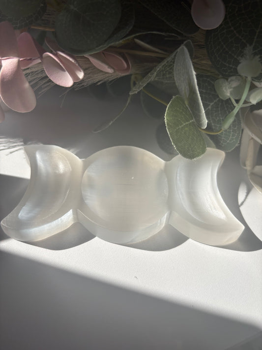 Selenite Triple Moon Bowl