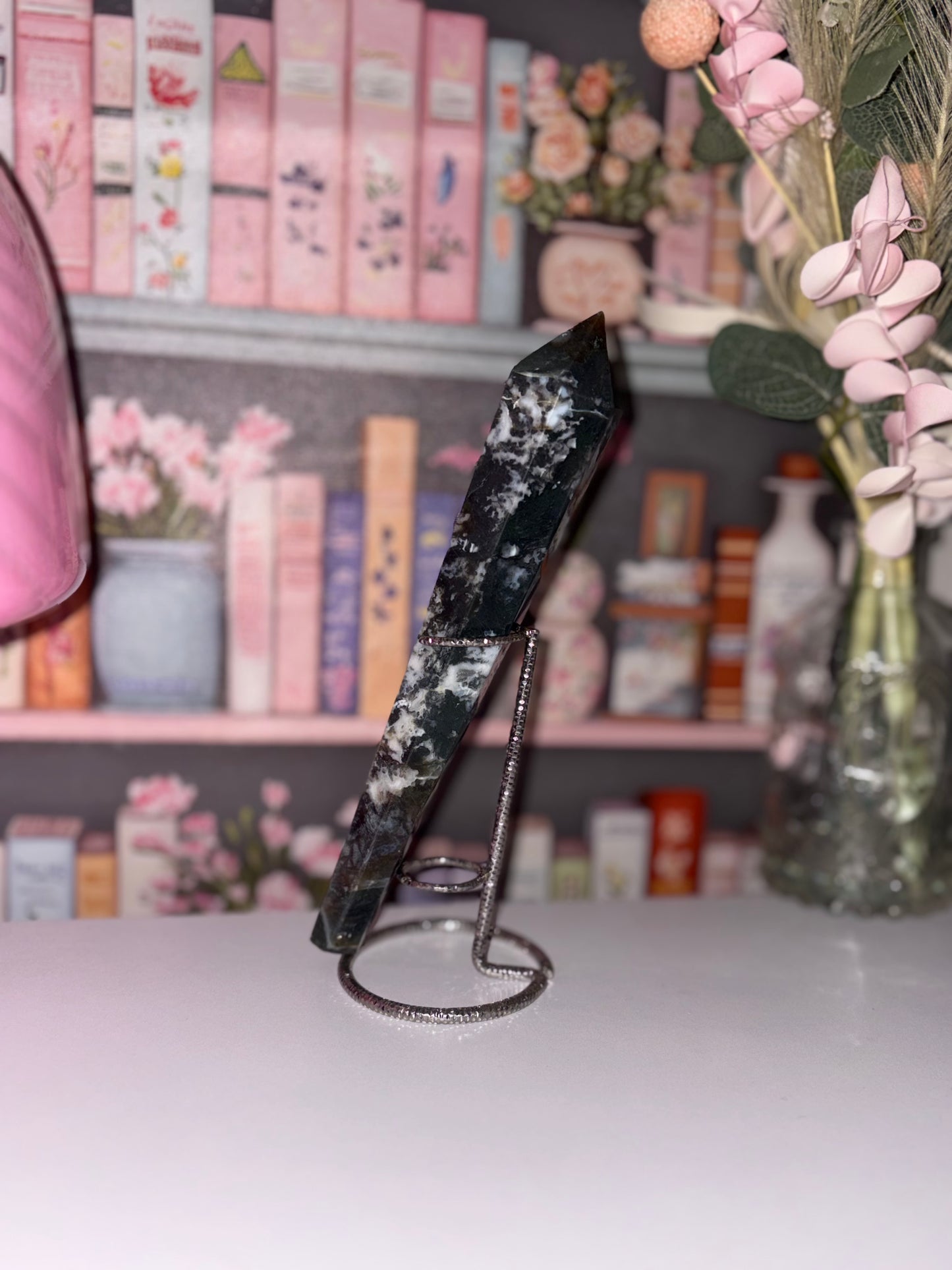 Moss Agate Wand Carving "Stone of Nurturing"