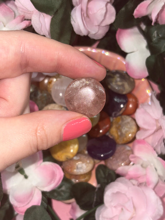 Strawberry Quartz Mini Palm Stone